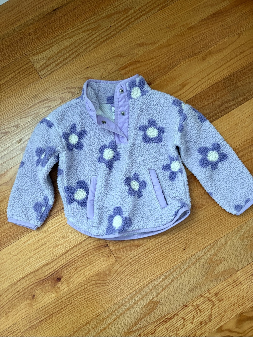 Carter's Lavender Sherpa Pullover with Purple & White Flowers